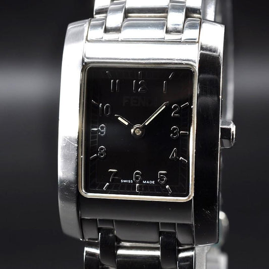 FENDI 7000L Quartz Watch Wristwatch Black Silver Women's Authentic