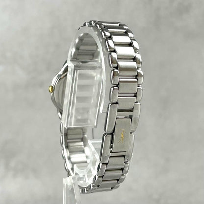 Saint Laurent Quartz Watch Wristwatch YSL Cassandra Silver Blue Women's Auth