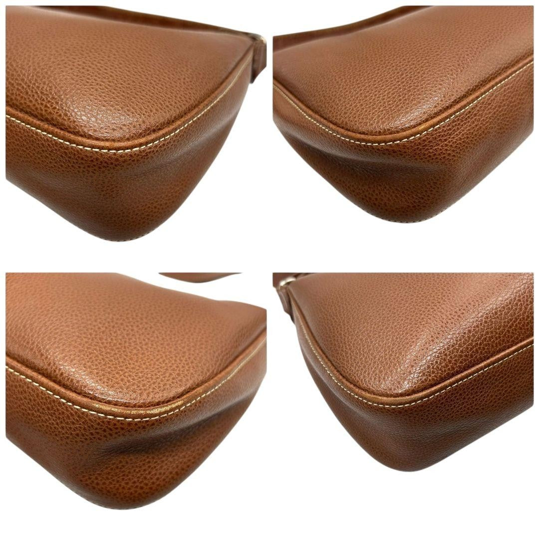 Longchamp Shoulder Bag Purse Leather Brown Authentic