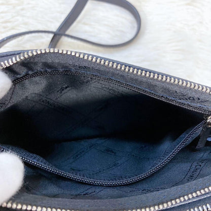 Longchamp Shoulder Bag Purse Leather Navy Authentic
