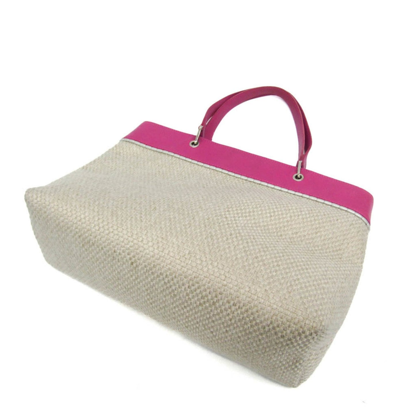 Longchamp Hand Bag Tote Purse Leather Light Beige Pink Authentic
