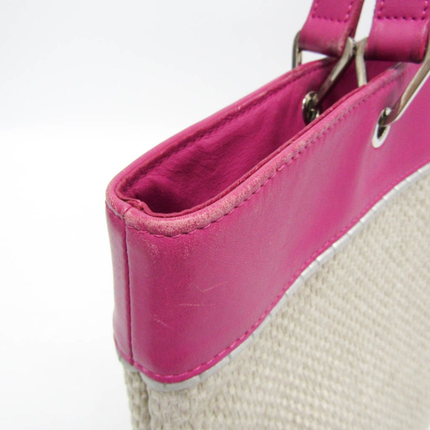 Longchamp Hand Bag Tote Purse Leather Light Beige Pink Authentic