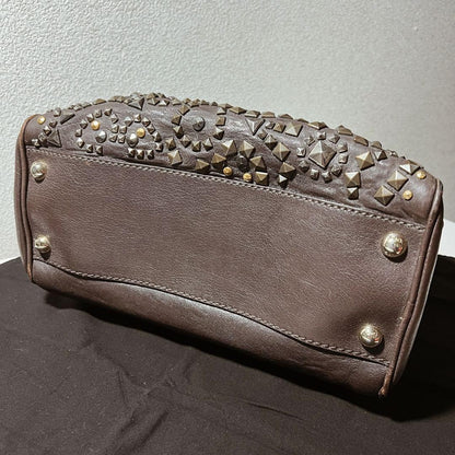 Dolce & Gabbana Hand Bag Tote Purse Leather Brown Authentic