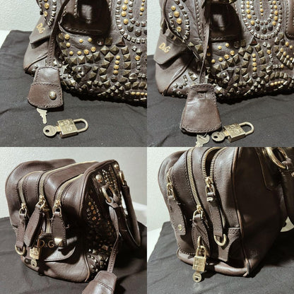 Dolce & Gabbana Hand Bag Tote Purse Leather Brown Authentic