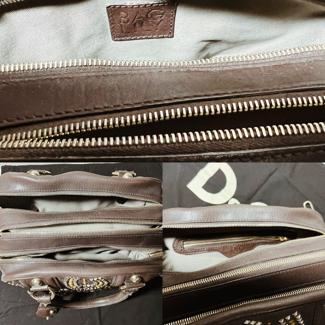 Dolce & Gabbana Hand Bag Tote Purse Leather Brown Authentic