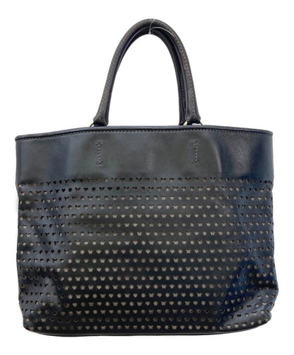 D&G Hand Bag Tote Purse Perforated Leather Black Authentic
