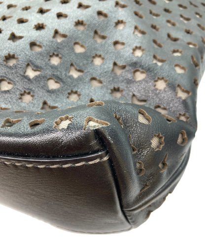 D&G Hand Bag Tote Purse Perforated Leather Black Authentic