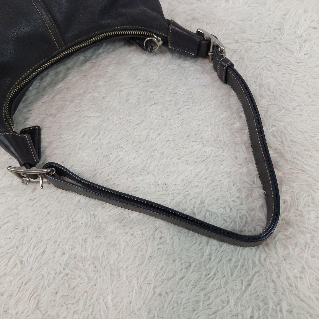 COACH Shoulder Bag Purse Black Leather Authentic