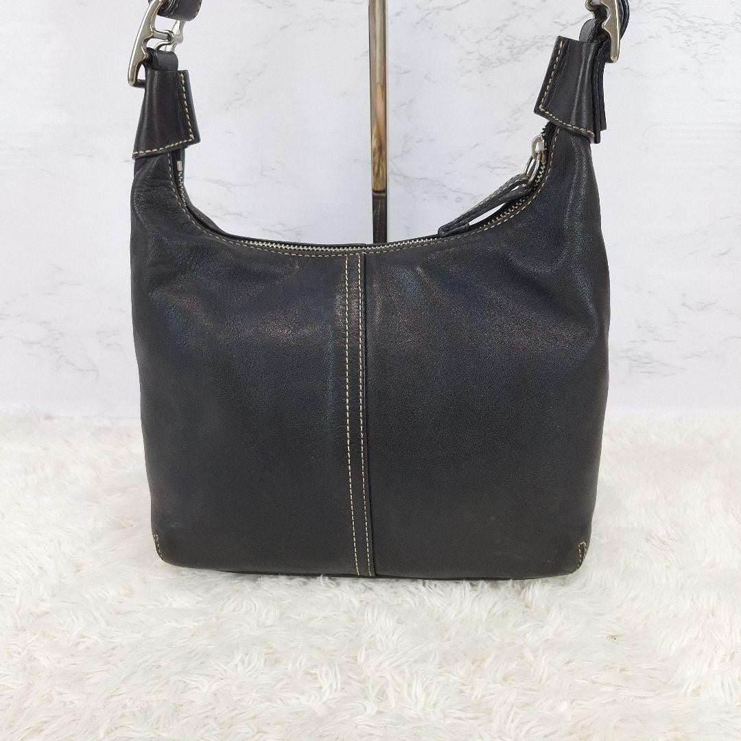 COACH Shoulder Bag Purse Black Leather Authentic