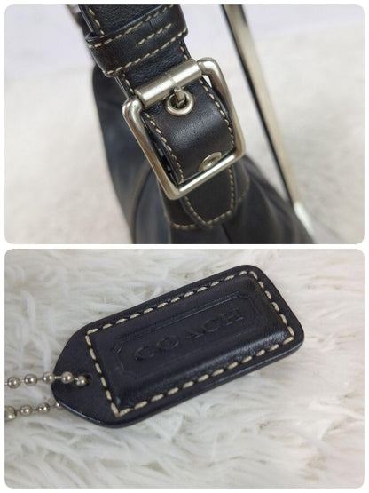 COACH Shoulder Bag Purse Black Leather Authentic
