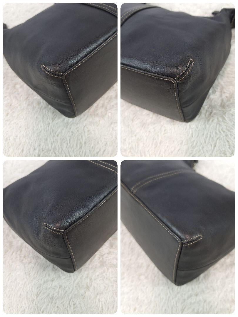 COACH Shoulder Bag Purse Black Leather Authentic