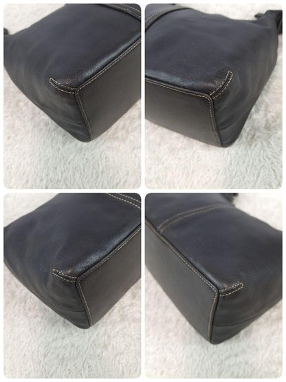 COACH Shoulder Bag Purse Black Leather Authentic