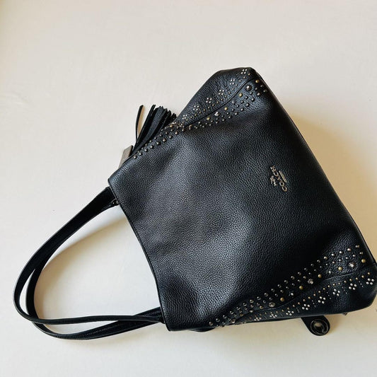 COACH Hand Shoulder Bag Tote Purse Leather Black Authentic