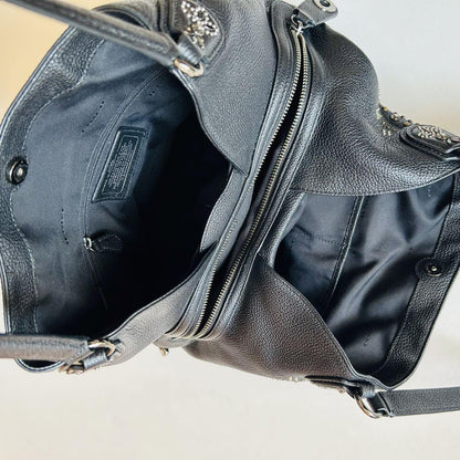 COACH Hand Shoulder Bag Tote Purse Leather Black Authentic