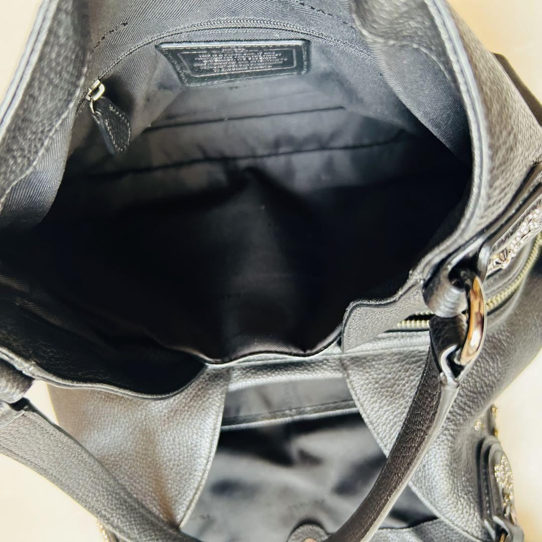 COACH Hand Shoulder Bag Tote Purse Leather Black Authentic