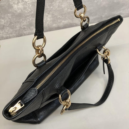 COACH Hand Bag Tote Purse 2way Leather Black Authentic