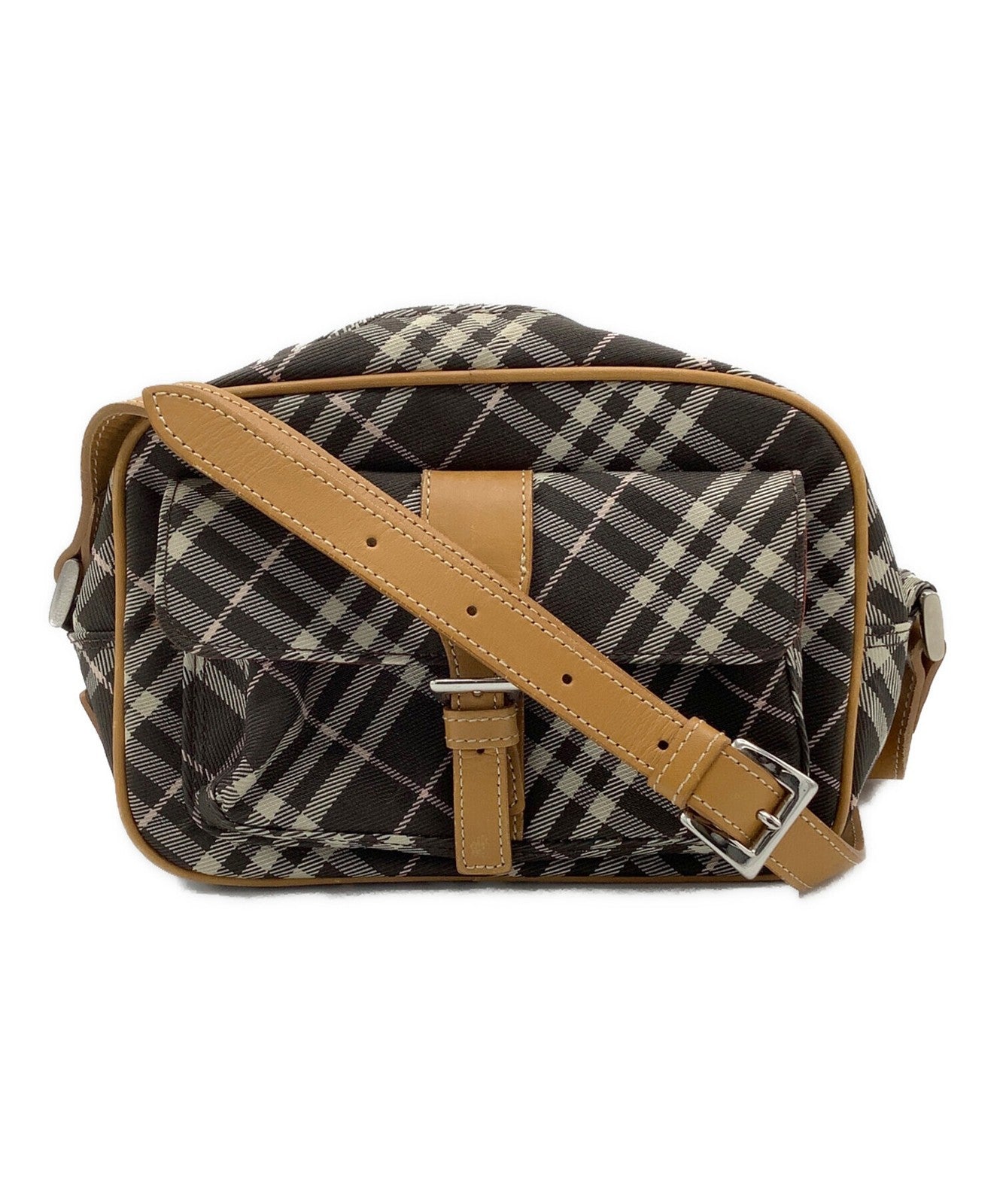 BURBERRY BLUE LABEL Shoulder Bag Purse Nova Check Brown Authentic
