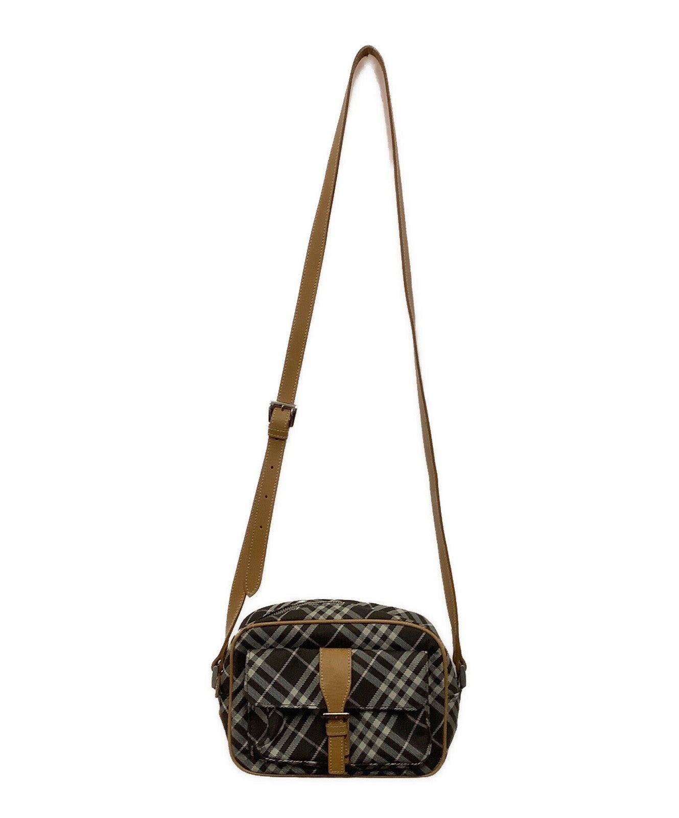 BURBERRY BLUE LABEL Shoulder Bag Purse Nova Check Brown Authentic