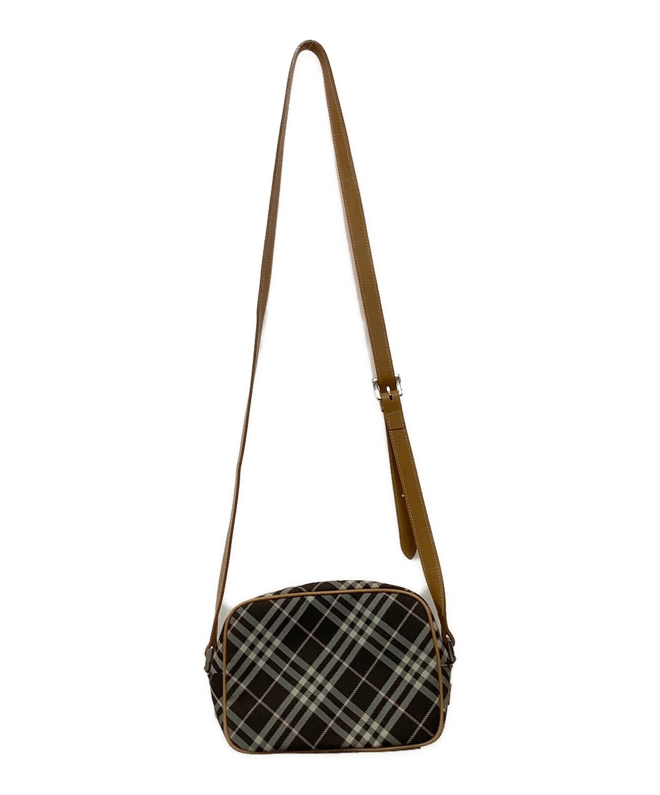 BURBERRY BLUE LABEL Shoulder Bag Purse Nova Check Brown Authentic