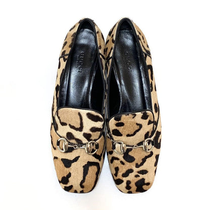 GUCCI Loafers Shoes Horse Bit EU 36.5 US 6.5 Leopard Authentic
