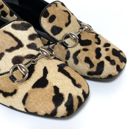 GUCCI Loafers Shoes Horse Bit EU 36.5 US 6.5 Leopard Authentic