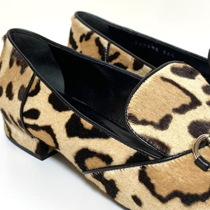 GUCCI Loafers Shoes Horse Bit EU 36.5 US 6.5 Leopard Authentic