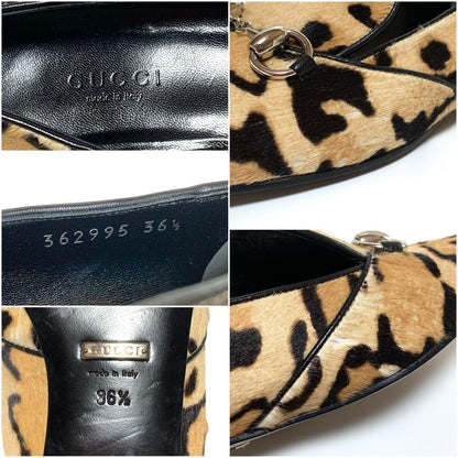 GUCCI Loafers Shoes Horse Bit EU 36.5 US 6.5 Leopard Authentic