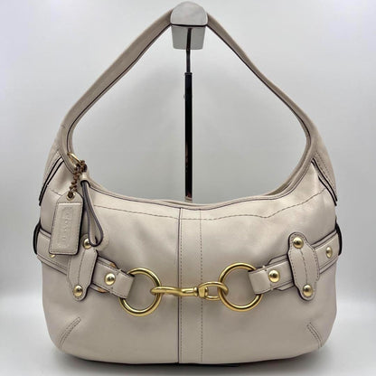 COACH Shoulder Bag Purse Leather White Authentic
