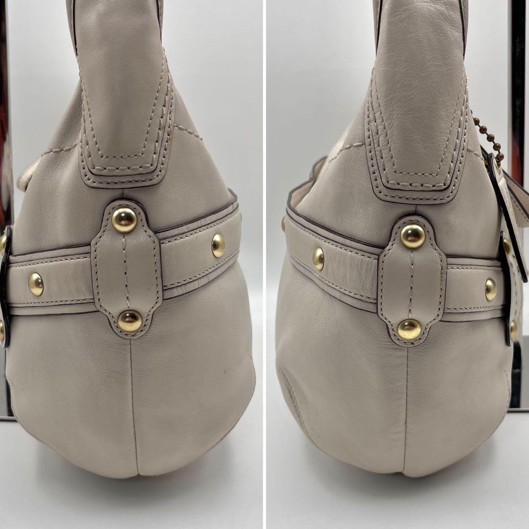 COACH Shoulder Bag Purse Leather White Authentic
