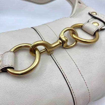 COACH Shoulder Bag Purse Leather White Authentic