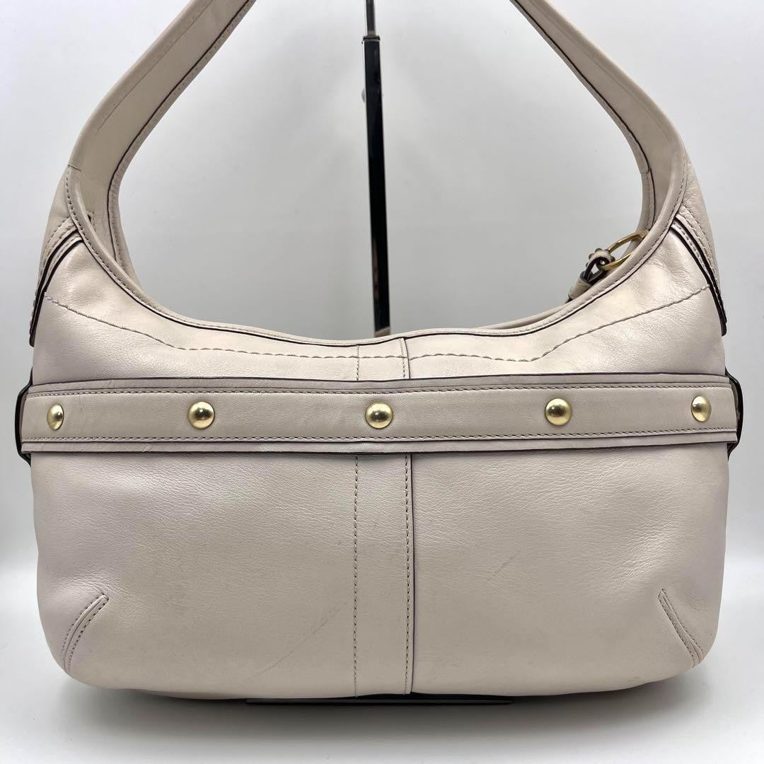 COACH Shoulder Bag Purse Leather White Authentic
