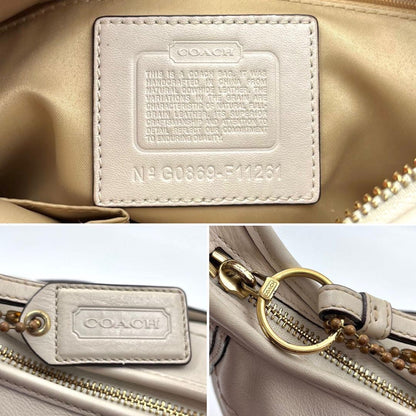 COACH Shoulder Bag Purse Leather White Authentic