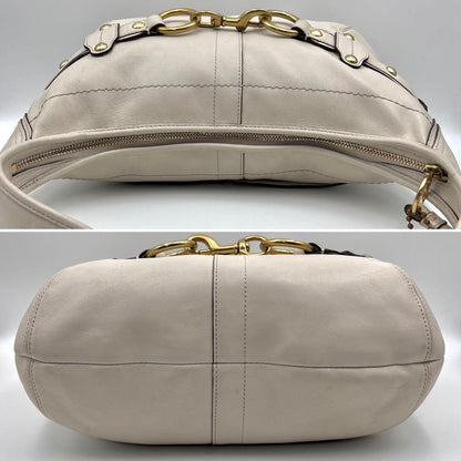 COACH Shoulder Bag Purse Leather White Authentic
