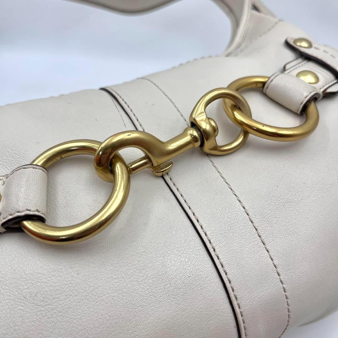 COACH Shoulder Bag Purse Leather White Authentic