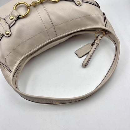 COACH Shoulder Bag Purse Leather White Authentic