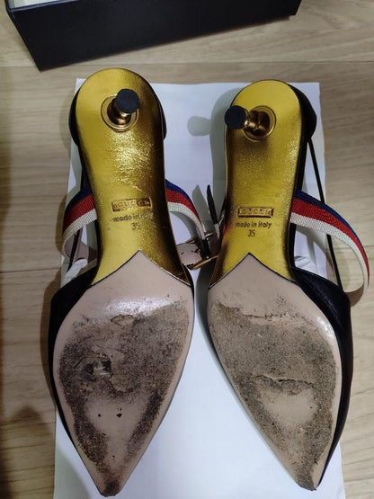 GUCCI Shoes Pumps Heel EU 35 US 5 Black Authentic