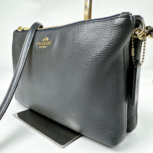 COACH Shoulder Bag Purse Leather Gray Authentic