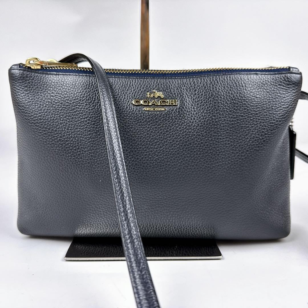 COACH Shoulder Bag Purse Leather Gray Authentic