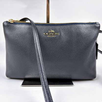 COACH Shoulder Bag Purse Leather Gray Authentic