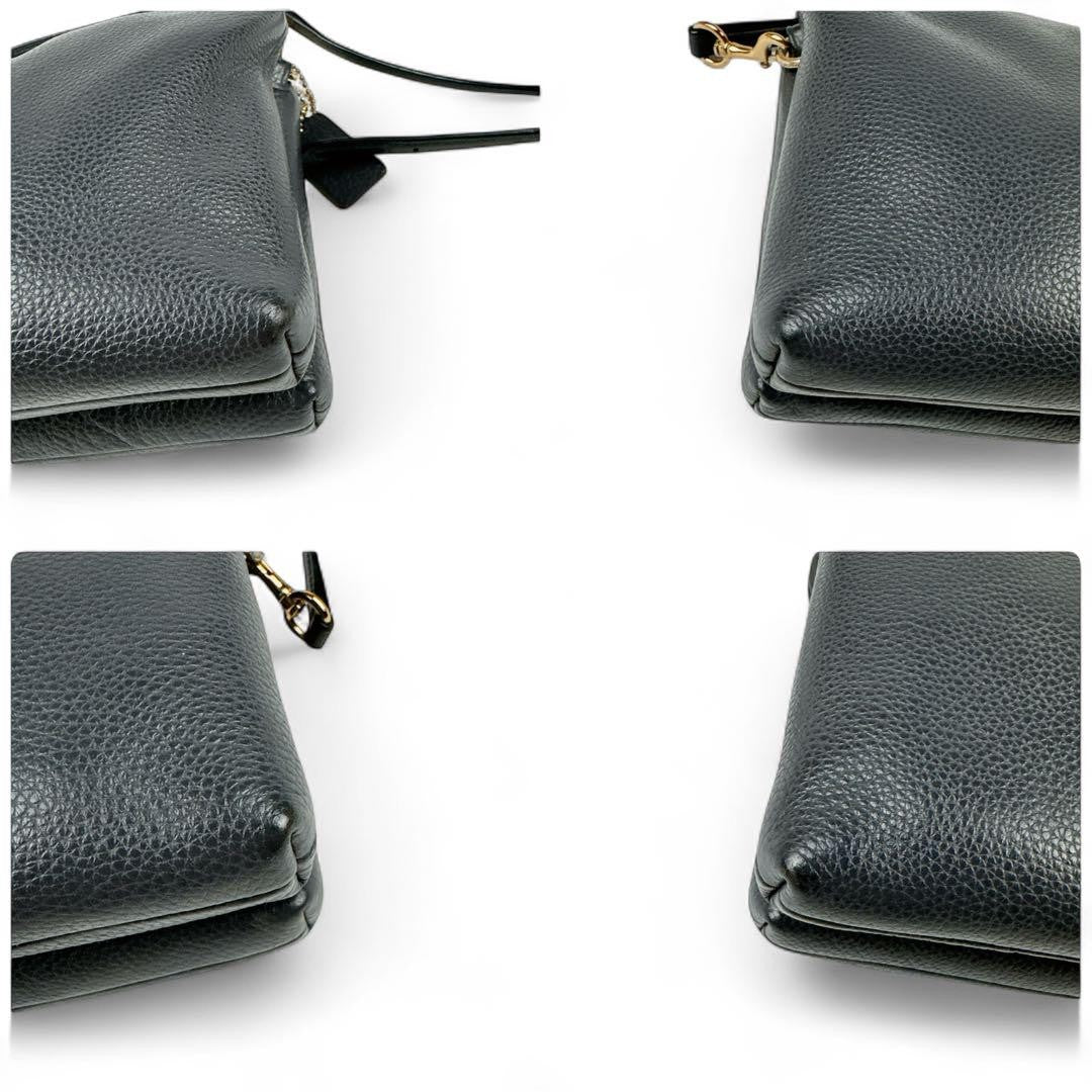 COACH Shoulder Bag Purse Leather Gray Authentic