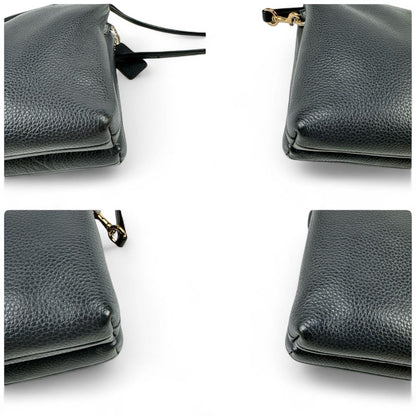 COACH Shoulder Bag Purse Leather Gray Authentic