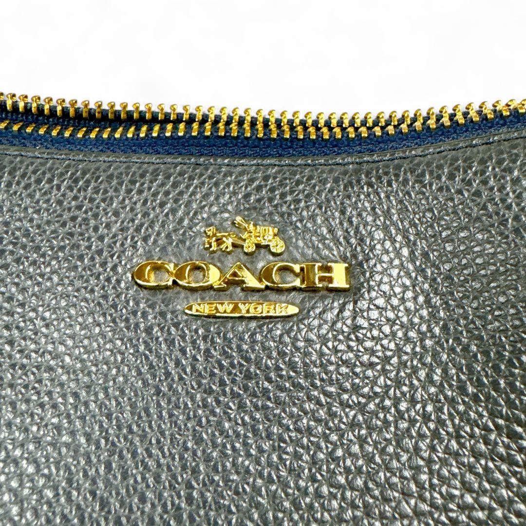 COACH Shoulder Bag Purse Leather Gray Authentic