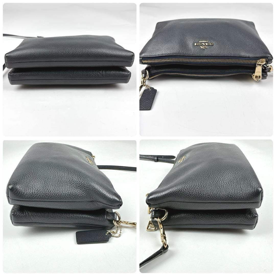 COACH Shoulder Bag Purse Leather Gray Authentic