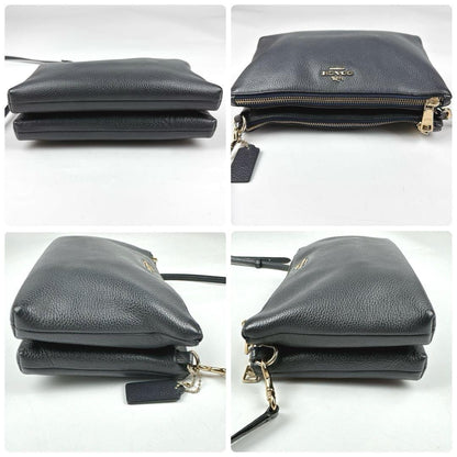 COACH Shoulder Bag Purse Leather Gray Authentic