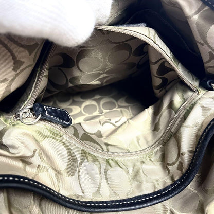 COACH Shoulder Bag Purse Leather Black Beige Authentic