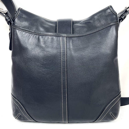 COACH Shoulder Bag Purse Leather Black Beige Authentic
