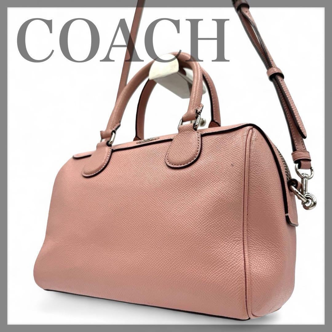COACH Shoulder Bag Purse Mini Boston Bag 2way Leather Pink Authentic