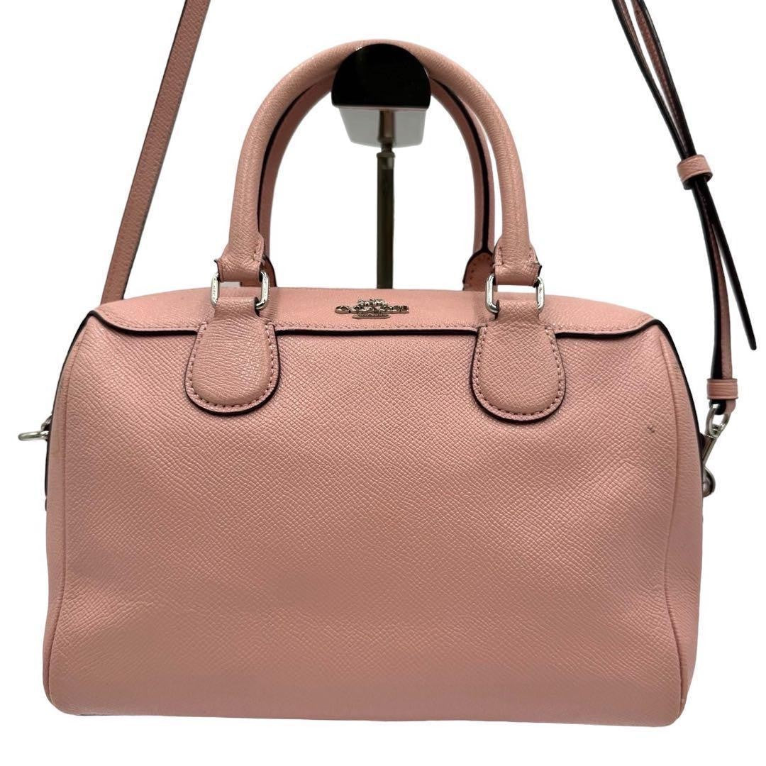 COACH Shoulder Bag Purse Mini Boston Bag 2way Leather Pink Authentic