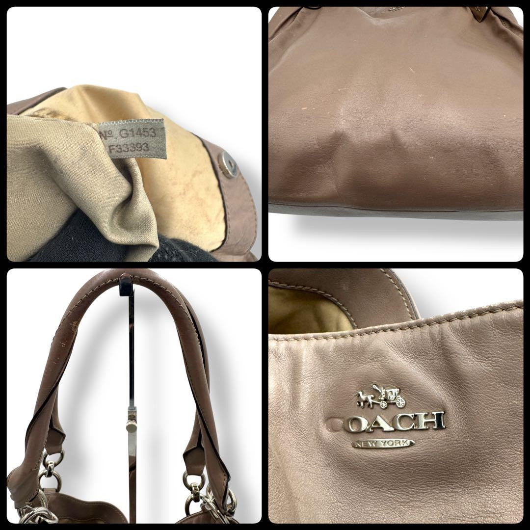 COACH Hand Bag Tote Purse Leather Brown Authentic