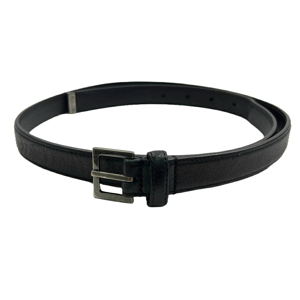 Saint Laurent Men's Belt Logo Black Leather Authentic